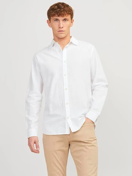 JJESUMMER LINEN BLEND SHIRT LS SN White White M