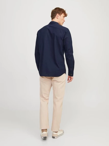JJESUMMER LINEN BLEND SHIRT LS SN Navy Navy M - 3