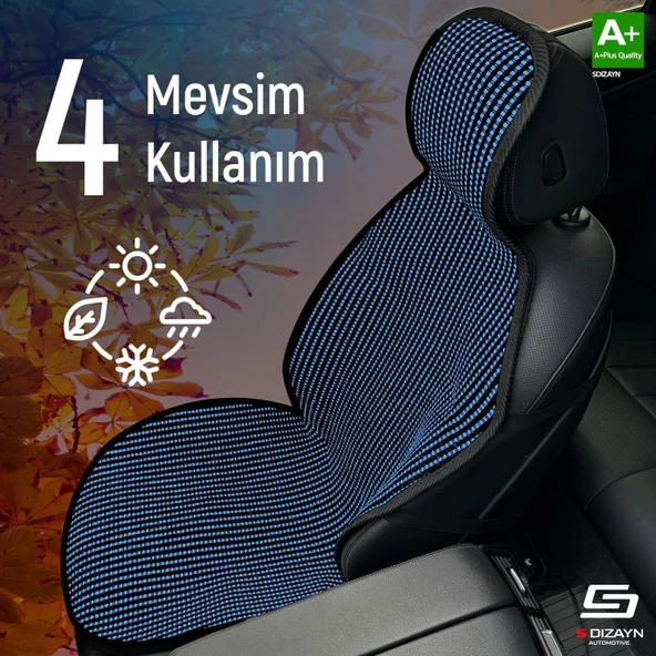 Ds 7 Crossback Uyumlu Koltuk Kılıfı Minder Çizgili Siyah Mavi 2+1 Ön Arka Set - Resim 2