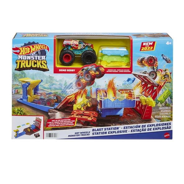 HFB12 Monster Trucks Patlama İstasyonu Oyun Seti , Hot Wheels Monster Trucks