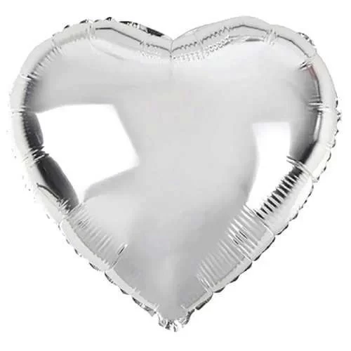 Kalp Şekilli Gümüş Renk  Folyo Balon 45 Cm 10 Adet - 2