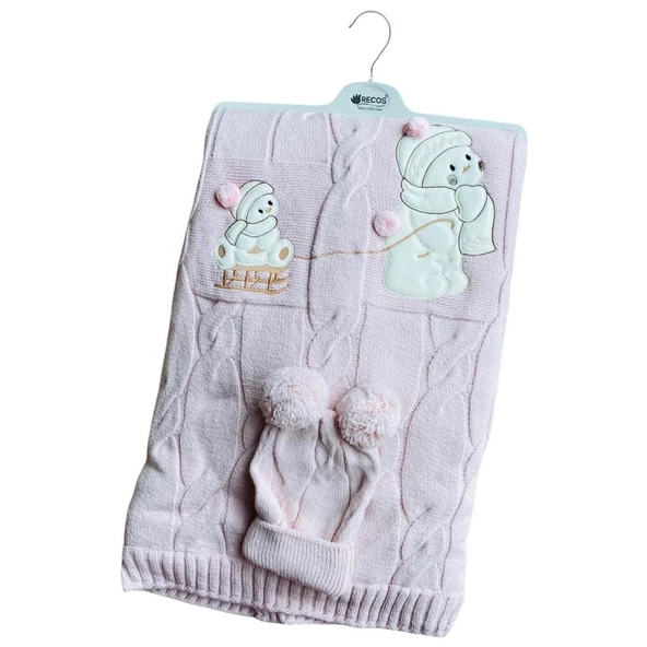 Recos Ayı Desenli Welsoftlu Şapkalı Bebek Battaniyesi - 2