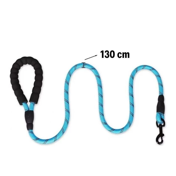 Reflektörlü Fosforlu Köpek Gezdirme Halatı Tasma Kayışı Metal Kancalı 130 cm - Resim 4