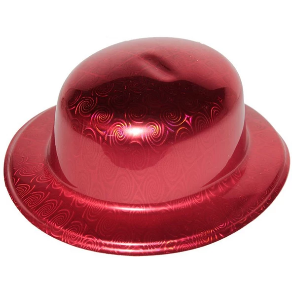 Kırmızı Renk Hologramlı Plastik Yuvarlak Melon 27x24 cm