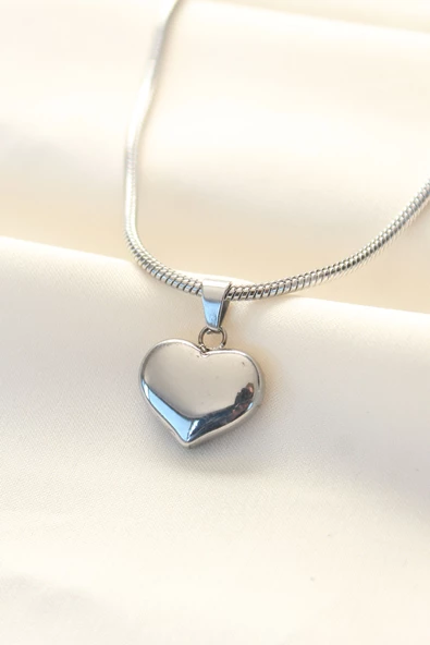 316L Çelik Gümüş Renk Kalp Kolye - TJ-BKO8509 ürün görseli