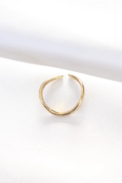 Yassı Gold Renk Ayarlanabilir Yüzük - TJ-BYK3101 - Resim 2