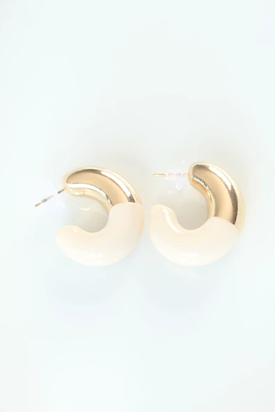 CCB Krem Gold Çift Renk Küpe - TJ-BKP8870 - Resim 2