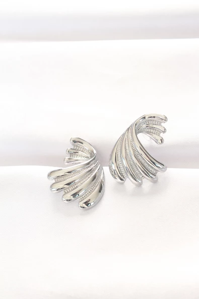 Pirinç Gümüş Renk Küpe - TJ-BKP8884 ürün görseli 1