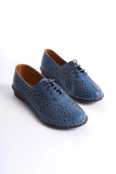 Kadın Hakiki Deri Günlük Babet Yuvarlak Burun Düz Taban Rahat Ayakkabı - Resim 8