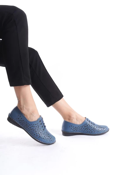 Kadın Hakiki Deri Günlük Babet Yuvarlak Burun Düz Taban Rahat Ayakkabı - Resim 6