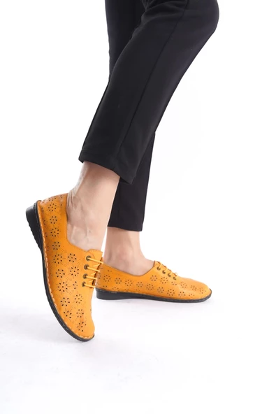 Kadın Hakiki Deri Günlük Babet Yuvarlak Burun Düz Taban Rahat Ayakkabı - Resim 11