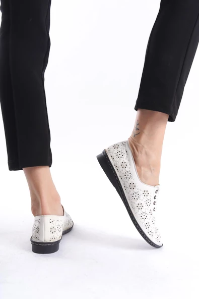 Kadın Hakiki Deri Günlük Babet Yuvarlak Burun Düz Taban Rahat Ayakkabı - Resim 4