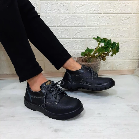 Newkamp Siyah Çelik Burun Bağacaklı Hakiki Deri İş Güvenlik Ayakkabı - 7