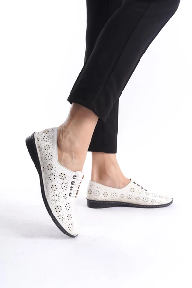 Kadın Hakiki Deri Günlük Babet Yuvarlak Burun Düz Taban Rahat Ayakkabı - Resim 2