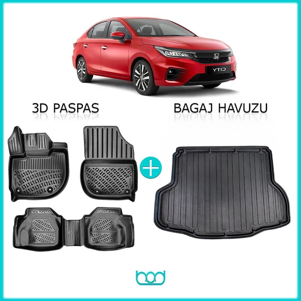 Bod Honda City 3D Havuzlu Paspas ve Bagaj Havuzu Seti 2021-Sonrası ürün görseli