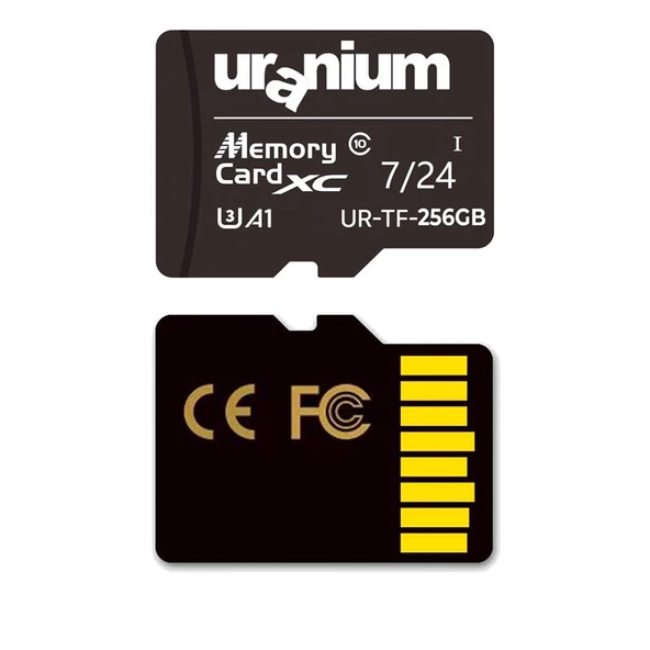 URANIUM 256 GB UR-TF-256G MICRO SD CARD U3 7/24 SURVEILLANCE 100/50MBS INDUSTRIAL HAFIZA KARTI 3 YIL GARANTI