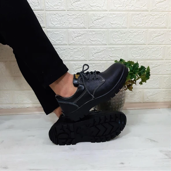 Newkamp Siyah Çelik Burun Bağacaklı Hakiki Deri İş Güvenlik Ayakkabı - 6