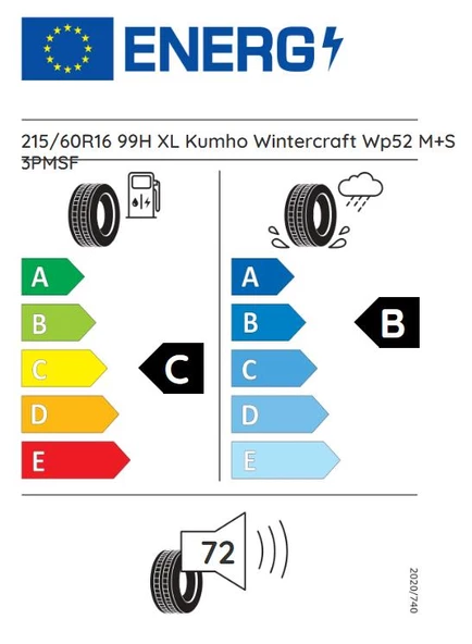215/60R16 99H XL WINTERCRAFT WP52 KUMHO - 2