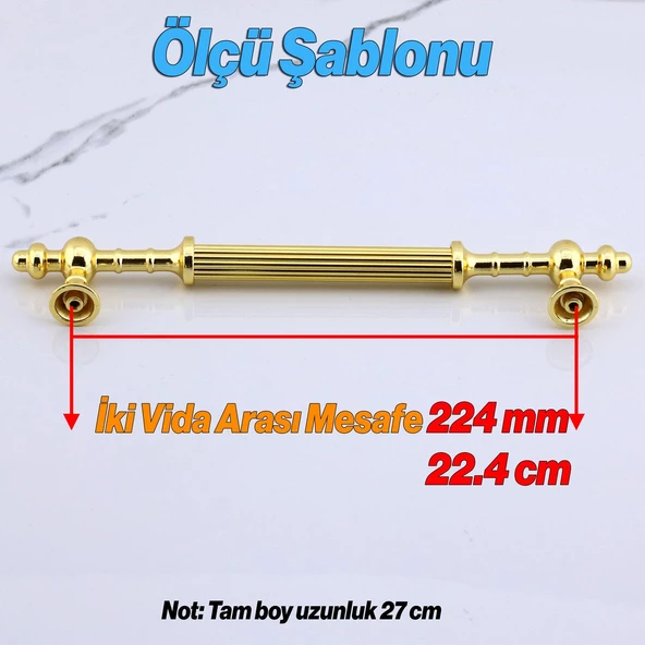 Kader Gold Metal Kulp 224 mm- 22.4 cm Mobilya Çekmece Mutfak Dolabı Dolap Kulpları Kulbu Kulpu Altın - 2