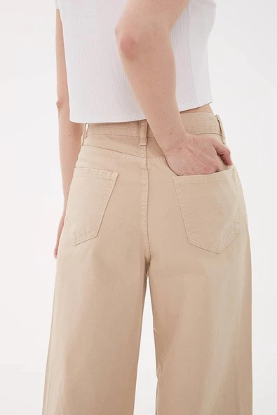 FASHION FRIENDS KADIN YÜKSEK BEL GENİŞ PAÇA PANTOLON 23Y-PNT0297K1 - 5