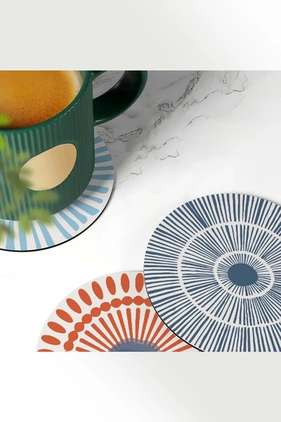 Valerine Life Yıkanabilir Kaymaz Ofis Çay ve Kahve Fincan Bardak Altlığı 10x10cm 6 Adet Model No.502 - 6
