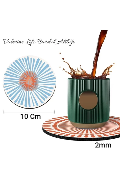 Valerine Life Yıkanabilir Kaymaz Ofis Çay ve Kahve Fincan Bardak Altlığı 10x10cm 6 Adet Model No.502 - 4