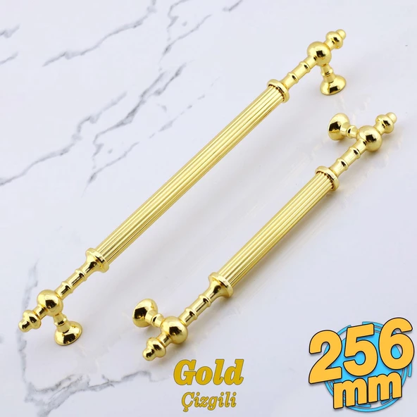 Kader Gold Metal Kulp 256 mm- 25.6 cm Mobilya Çekmece Mutfak Dolabı Dolap Kulpları Kulbu Kulpu Altın