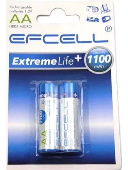 Efcell 1100 Mah Şarjlı Kalem Pil 2'li Blister EF1100