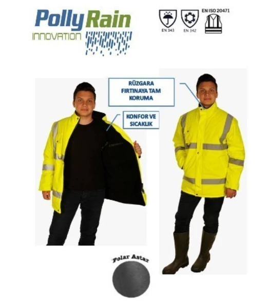 Polly Rain PU Polyester Polar Reflektörlü Yağmurluk