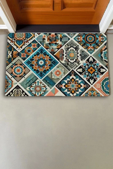 Valerine Life Mozaik Desenli Hoş Geldiniz Kapı Önü Paspası 45x70cm - Resim 3