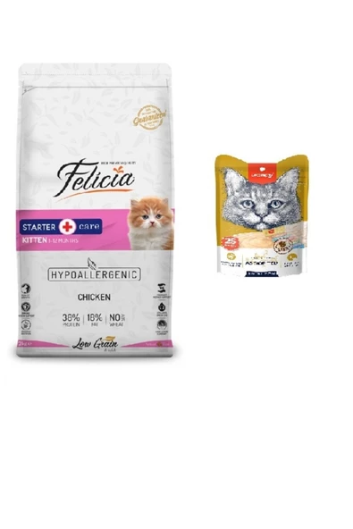 2 Kg Yavru Tavuklu Kedi Kuru Maması + Wanpy Karışık 8 Lezzetli Krema Kedi Ödülü 25*14 Gr