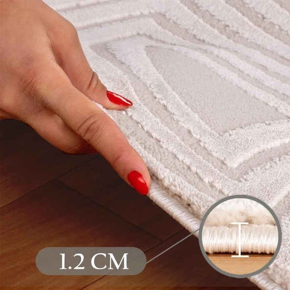 Kabartmalı Halı Dalga desenli Salon Halısı İskandinav Bohem tarzı yumuşak Halı Bej - Resim 6