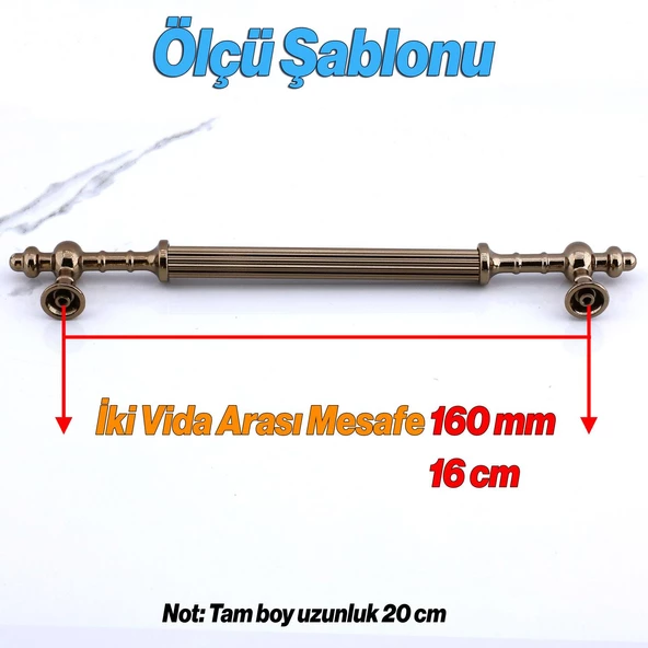 Kader Bronz Metal Kulp 160 mm- 16 cm Mobilya Çekmece Mutfak Dolabı Dolap Kulpları Kulbu Kulpu - Resim 2