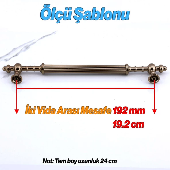 Kader Bronz Metal Kulp 192 mm- 19.2 cm Mobilya Çekmece Mutfak Dolabı Dolap Kulpları Kulbu Kulpu - Resim 2