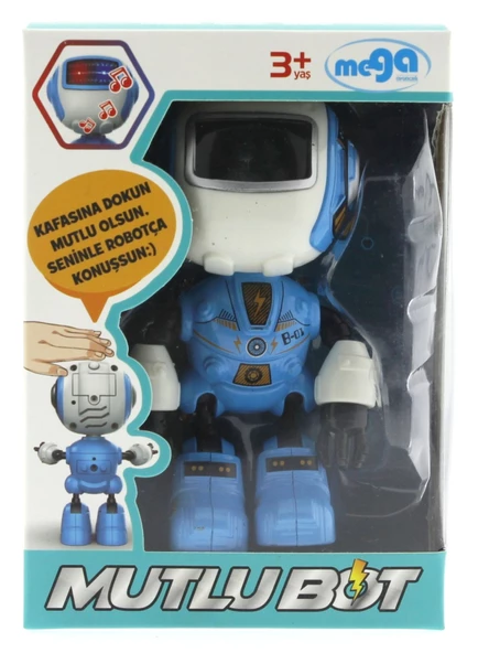 Dekoratif Sesli Işıklı Mini Sevimli Mavi Robot - 2