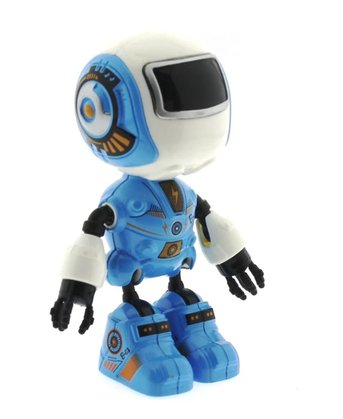 Dekoratif Sesli Işıklı Mini Sevimli Mavi Robot - 4