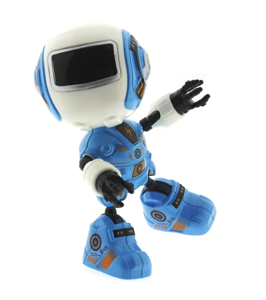 Dekoratif Sesli Işıklı Mini Sevimli Mavi Robot - 5