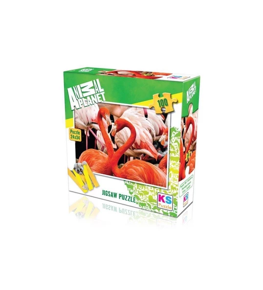 KS Puzzle 100 Parça Animal Planet Flamingolar