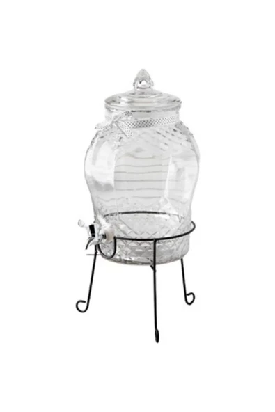 6 Litre Musluklu Cam Su Sebili Şerbetlik Ve Damacana Metal Ayaklı - Resim 3