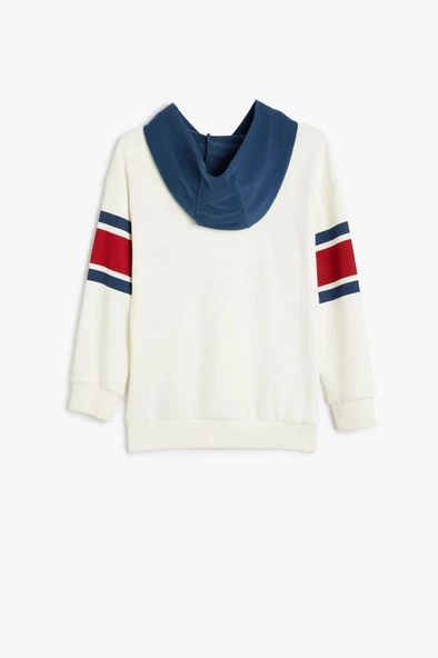 Koton Erkek Çocuk Kapşonlu Sweatshirt Uzun Kollu Kolej Baskılı Pamuklu - 2