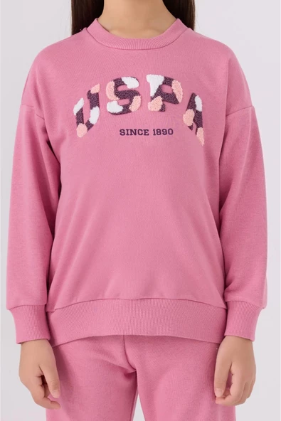 Us Polo Kız Çocuk Karanfil Eşofman Takımı 19724 - Resim 3