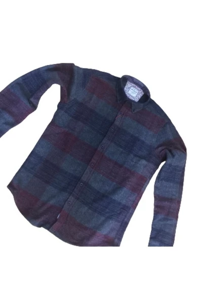 bigness Erkek Klasik Oduncu Gömlek Bordo Melanjlı - 2