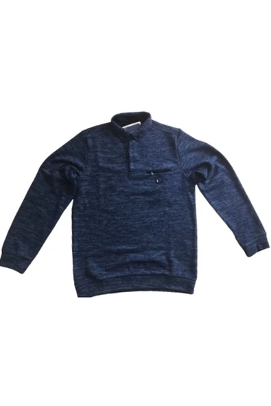 Qwerty Sweat Polo Yaka Filota Cepli Açık Lacivert