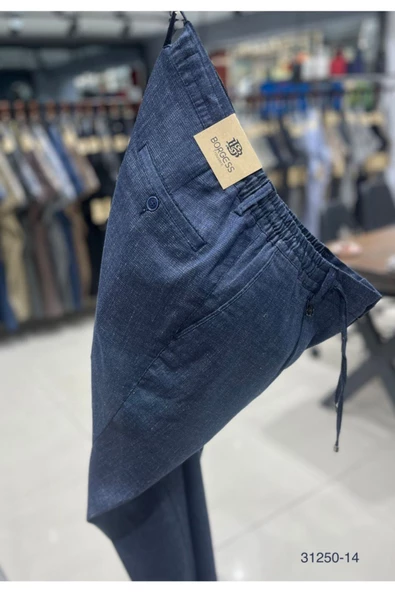 BORGESS  JOGGER SLİM FİT BELİ LASTİKLİ KETEN PANTOLON - 3
