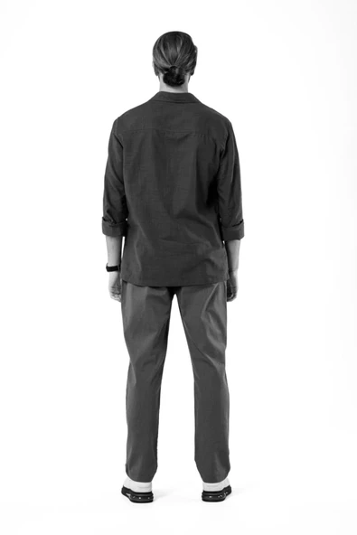 Qwerty Erkek Uzun Kol Katlamalı Keten Gömlek