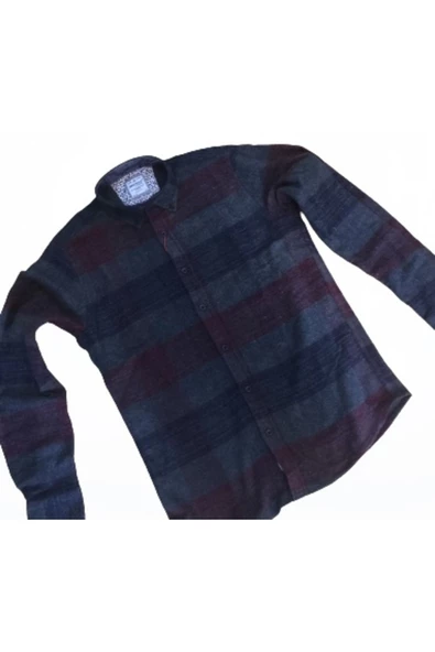 bigness Erkek Klasik Oduncu Gömlek Bordo Melanjlı