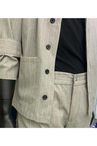 Qwerty ÇİZGİLİ CEPLİ SPOR CEKET - 2