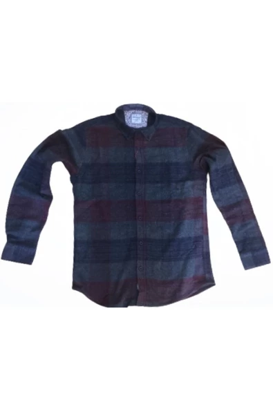 bigness Erkek Klasik Oduncu Gömlek Bordo Melanjlı - 3