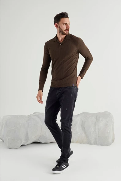 Qwerty Erkek Gömlek Yaka Kısa Kollu T-shirt - 3