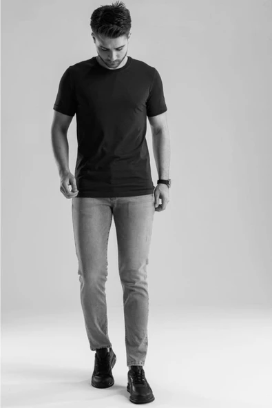 Qwerty T-shirt Basic Bisiklet Yaka Battal Boy - 6